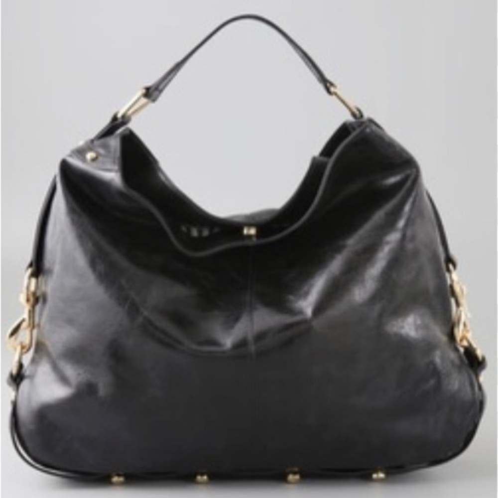 Rebecca Minkoff Black Gold Nikki Hobo Y2K Leather Shoulder Bag